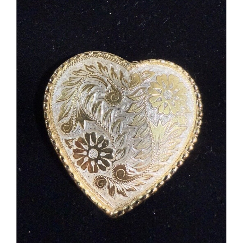 Gold Plated Swirling Heart Flower Small Buckle Rope Edge Great Condition